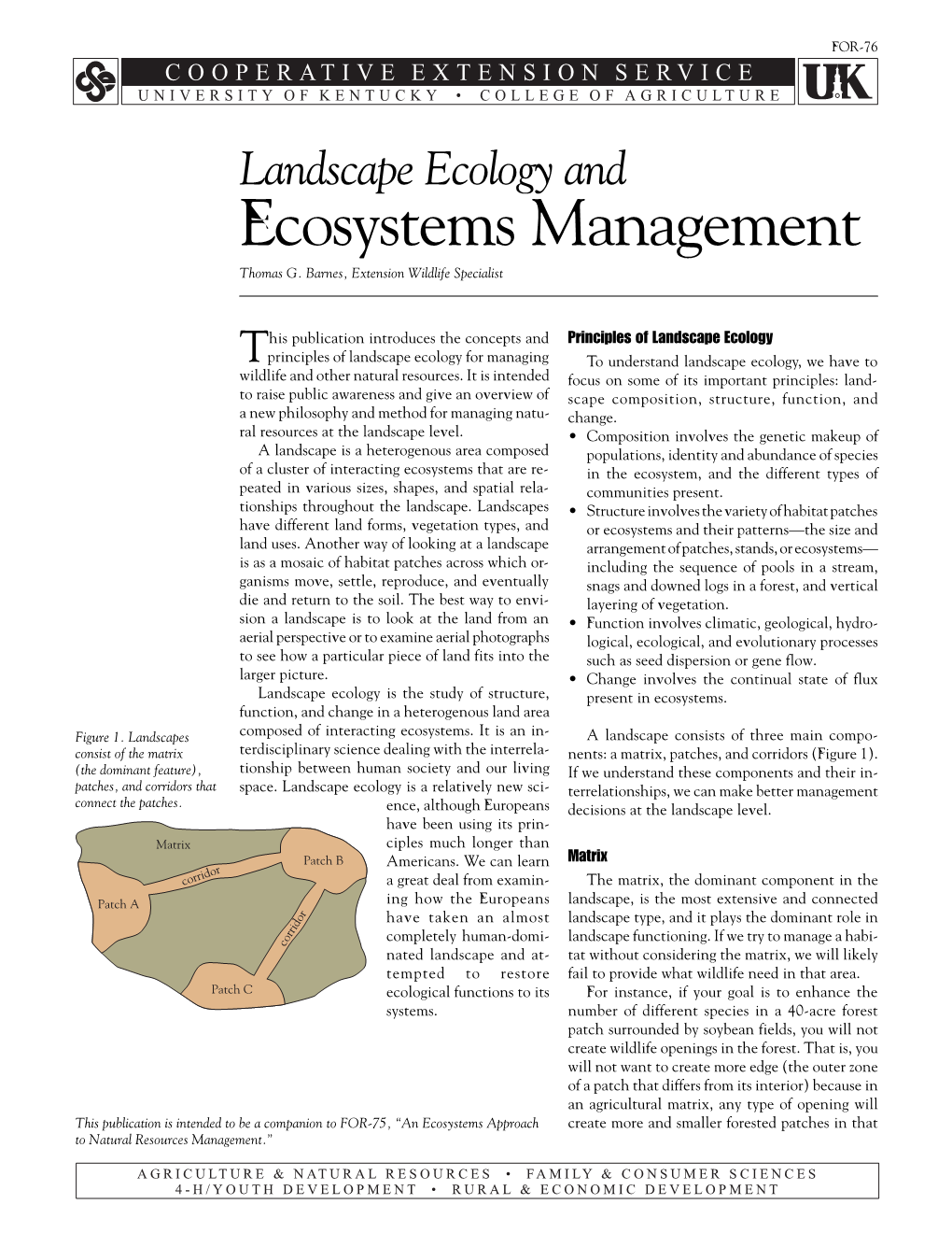 Landscape Ecology and Ecosystems Management Thomas G