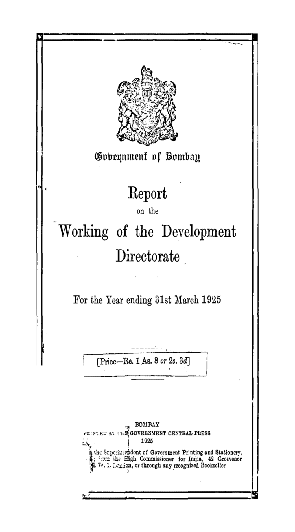 Report Working of the Development Directorate