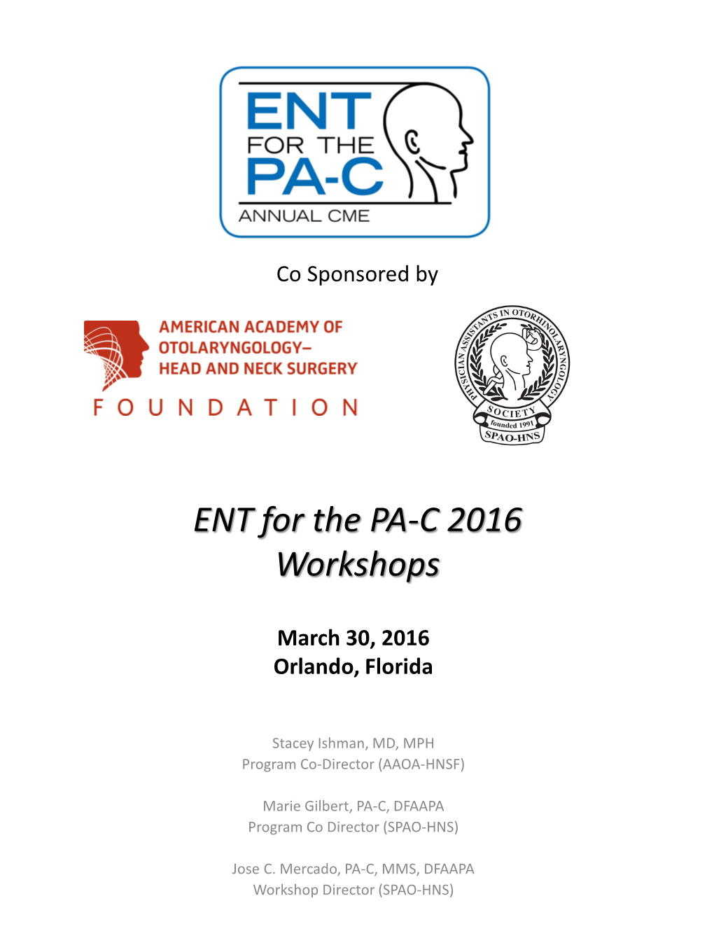 ENT for the PA-C 2014 Workshops
