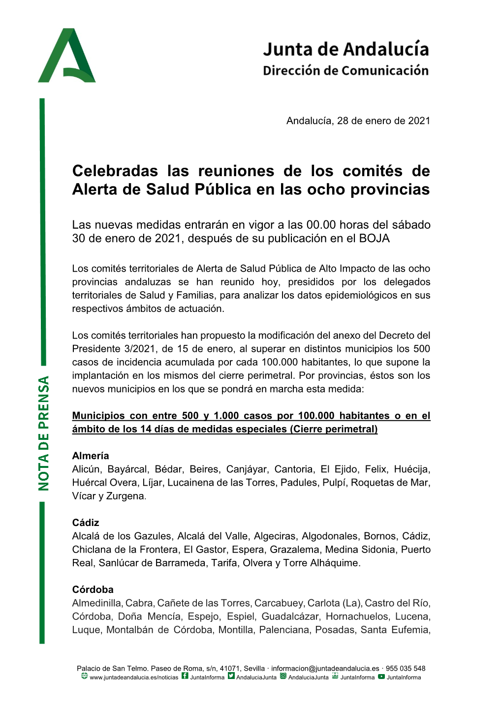 Celebradas Las Reuniones De Los Comités De Alerta De Salud Pública En Las Ocho Provincias