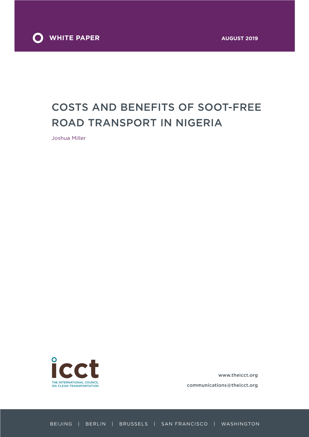 Cost and Benefits of Soot-Free Road Transport in Nigeria