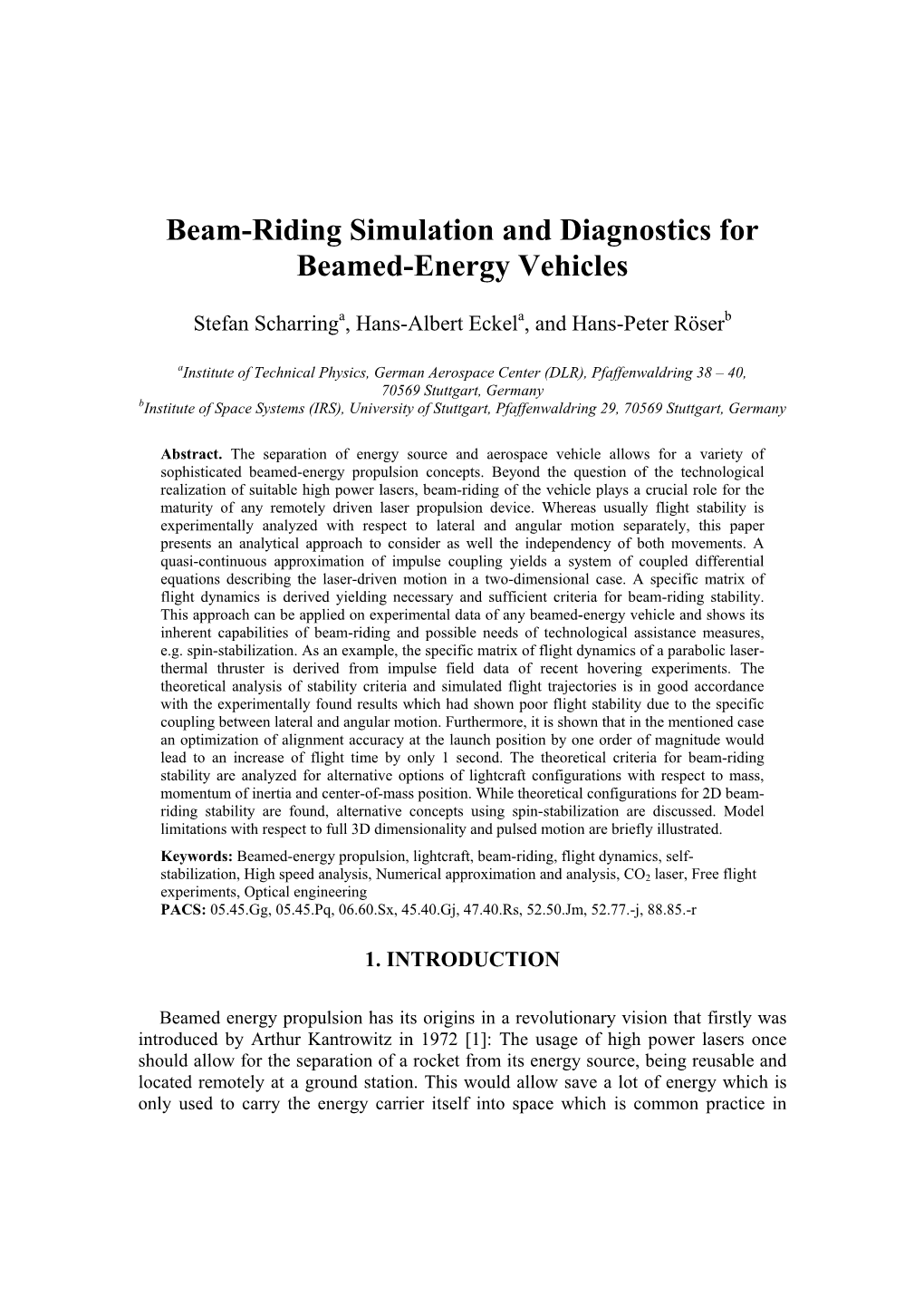 Beam-Riding Simulation and Diagnostics for Beamed-Energy Vehicles