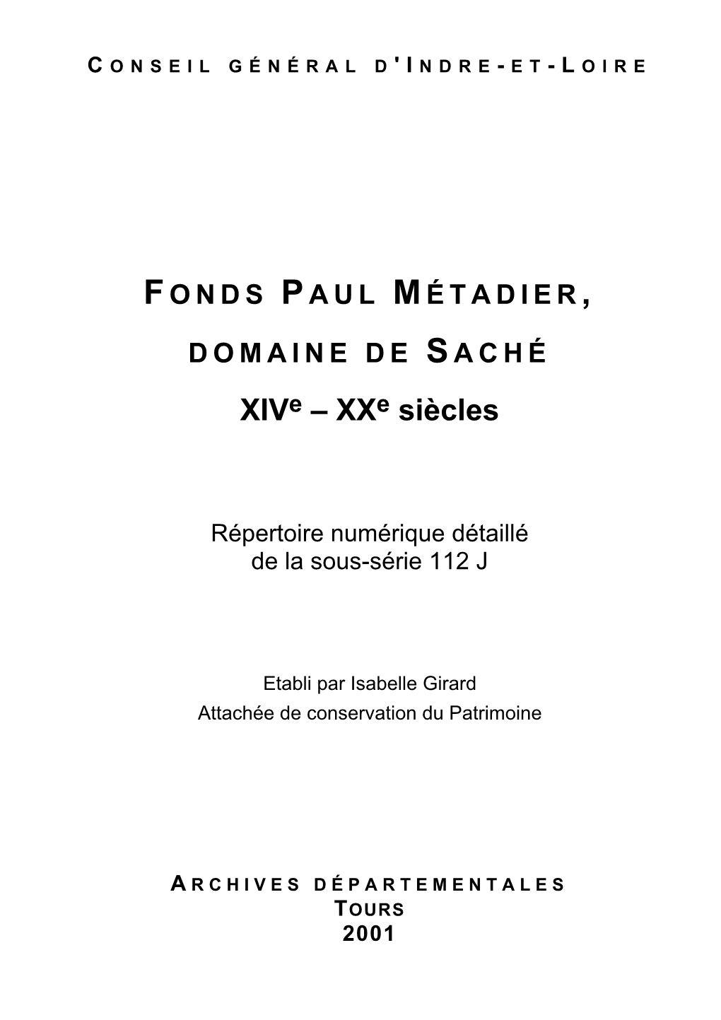 XIV – XX Siècles