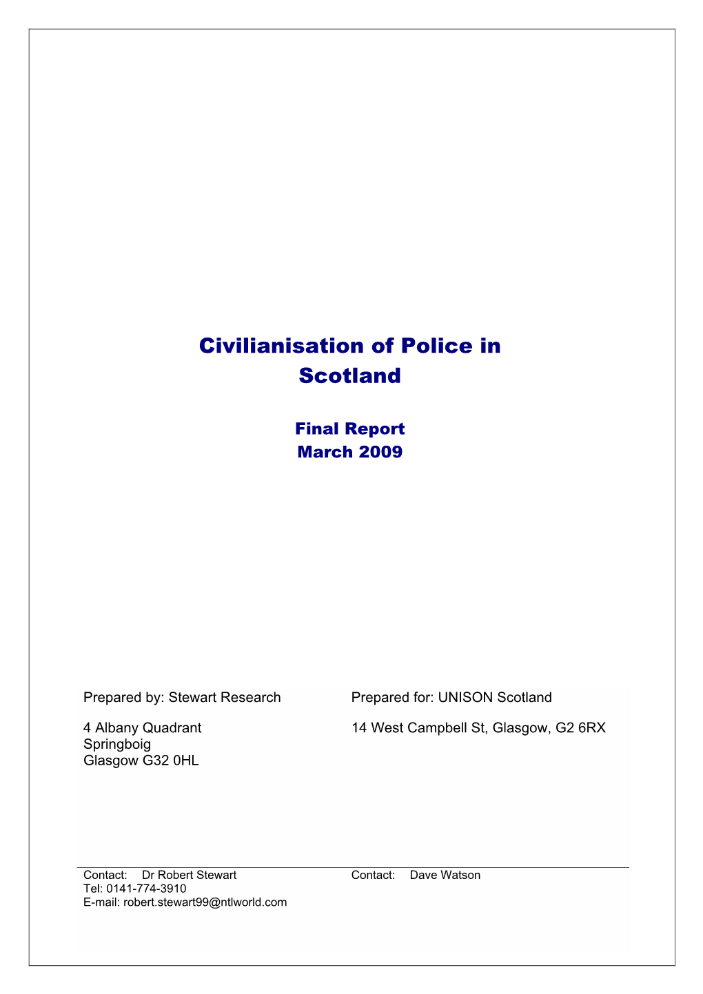 Civilianisation of Police in Scotland