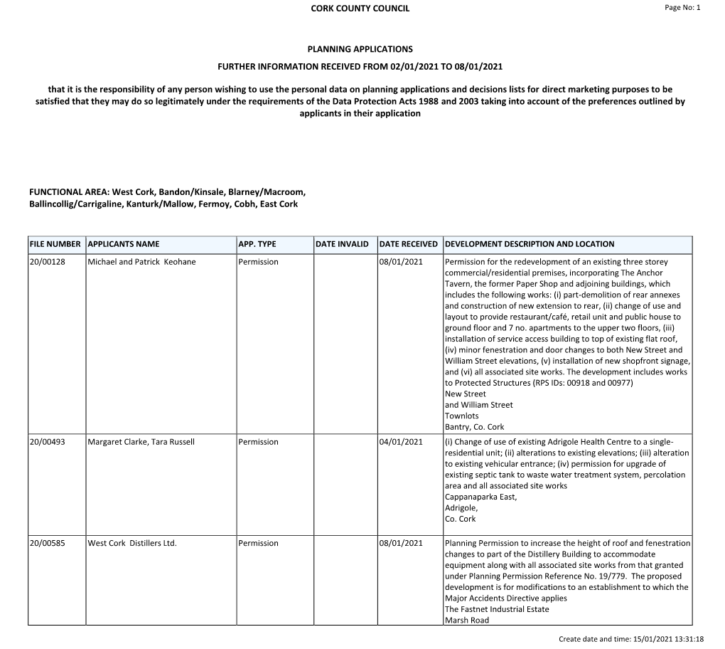 Report Weekly Lists Further Info Received and Validated Applications