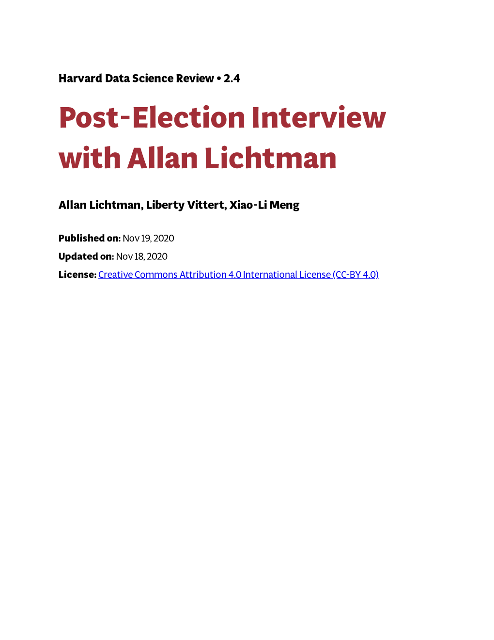 Post-Election Interview with Allan Lichtman