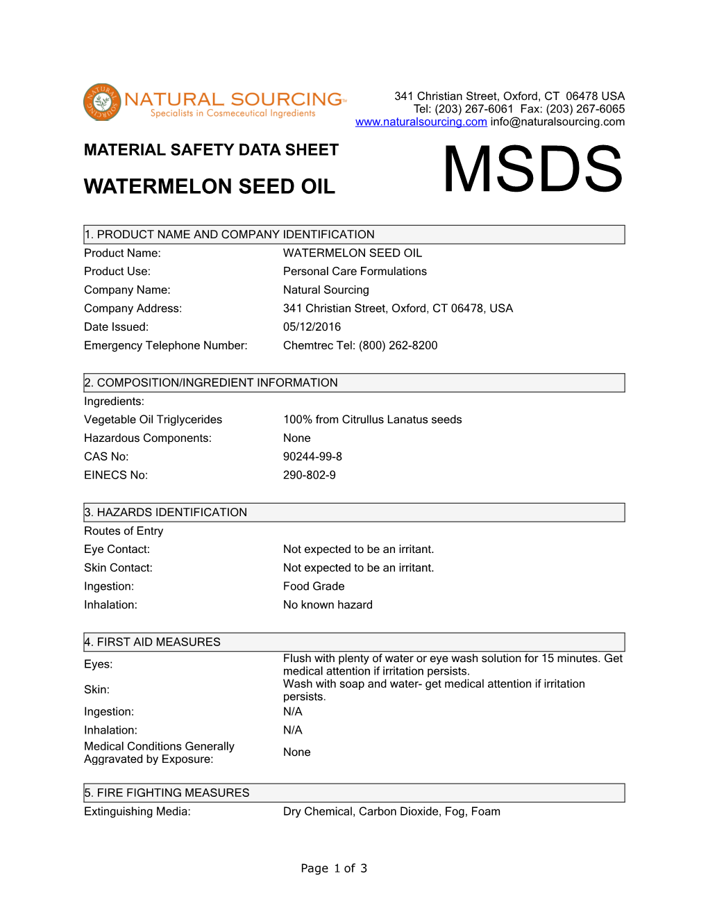 (MSDS) Watermelon Seed