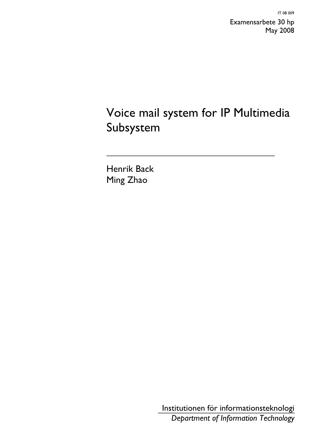 Voice Mail System for IP Multimedia Subsystem