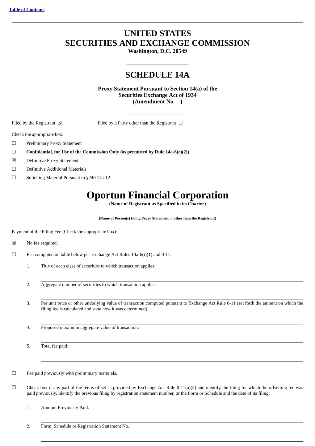 Oportun Financial Corporation (Name of Registrant As Specified in Its Charter)