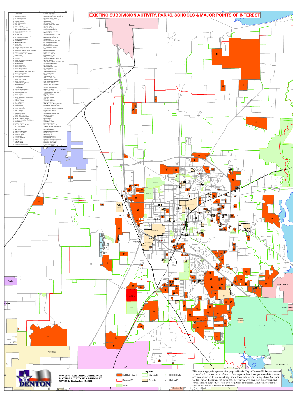 Existing Subdivision Activity, Parks, Schools & Major