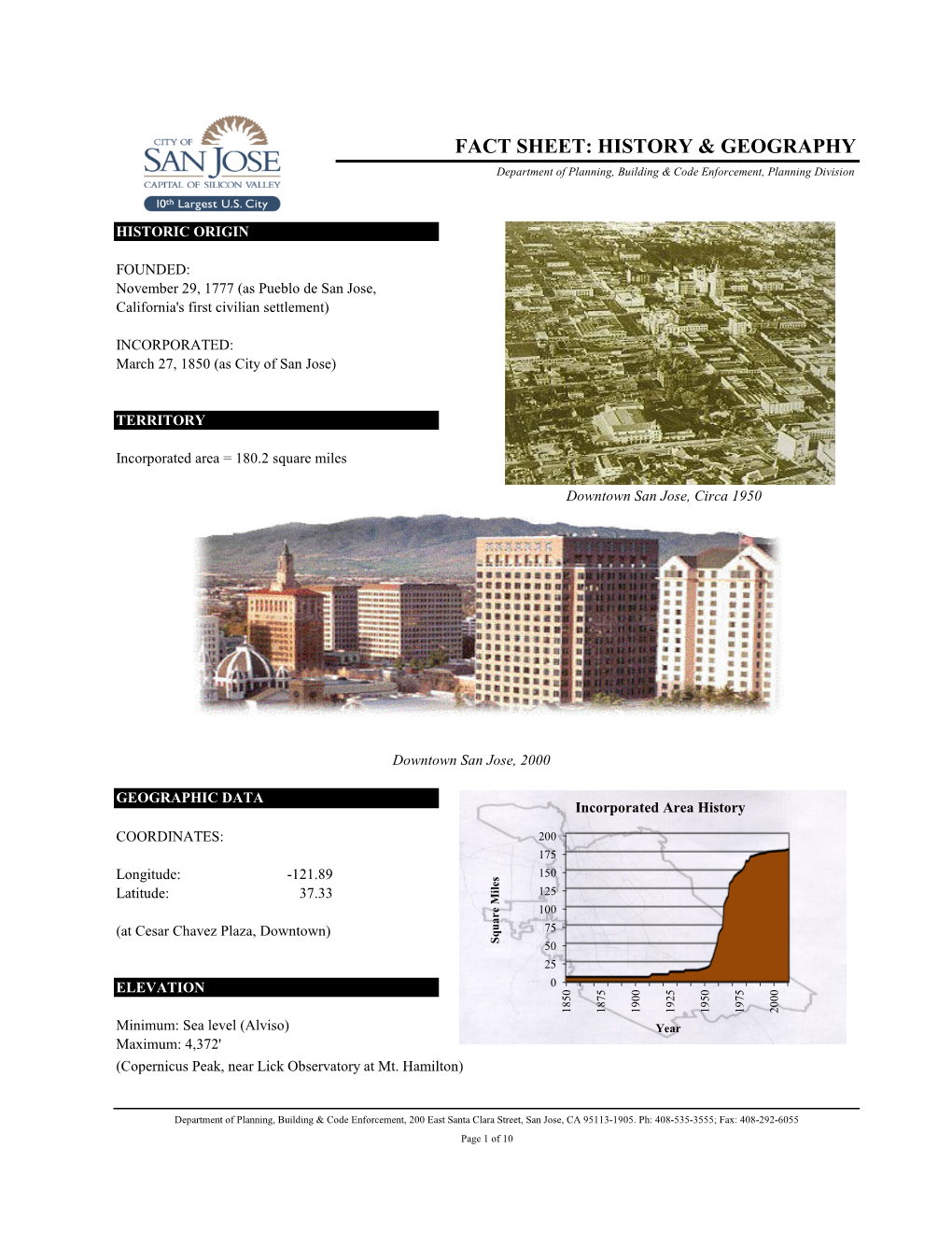 Fact Sheet: History & Geography