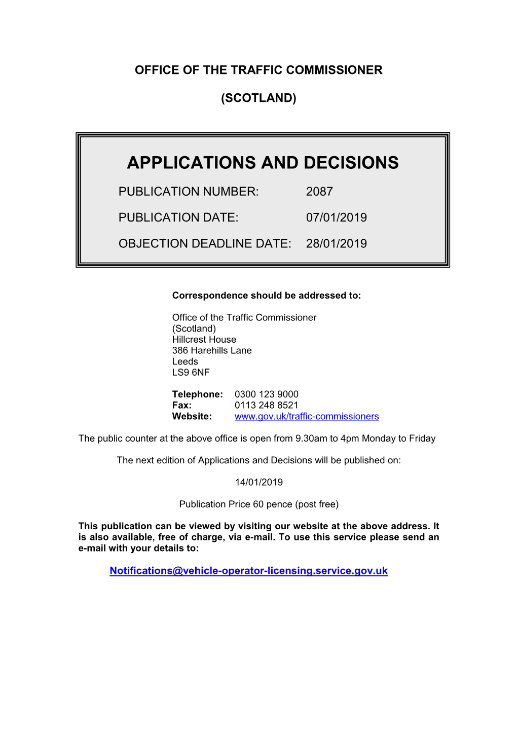 Applications an Decisions for Scotland