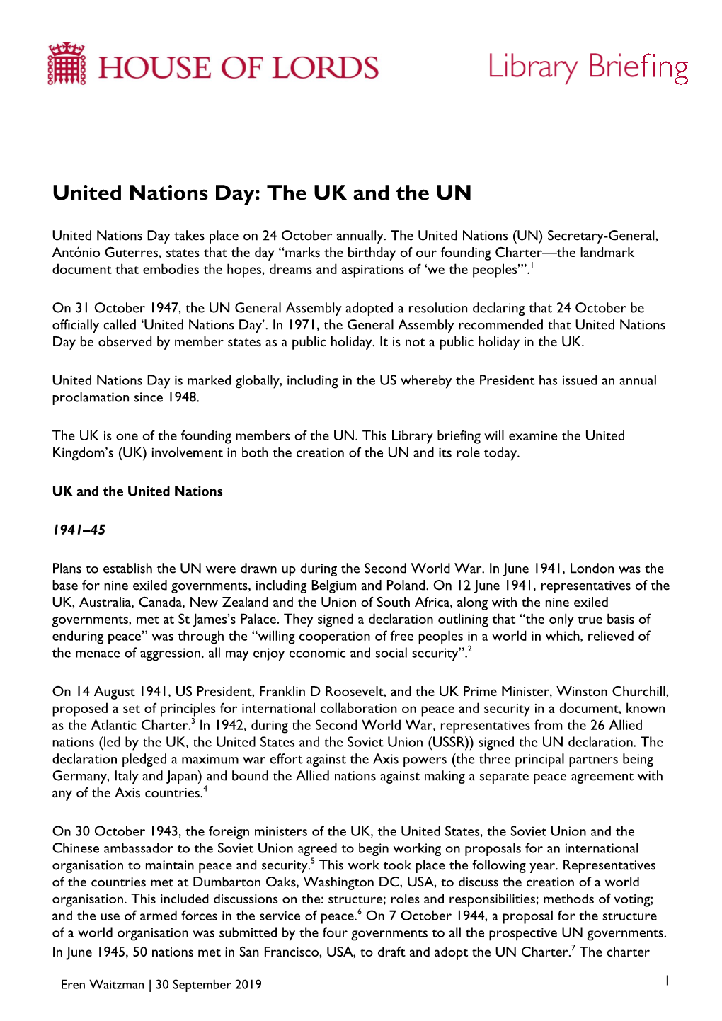 United Nations Day: the UK and the UN