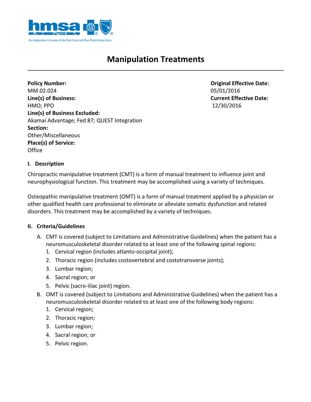 Manipulation Treatments