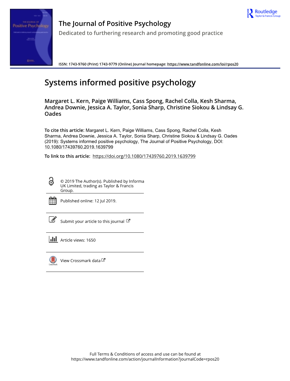 Systems Informed Positive Psychology