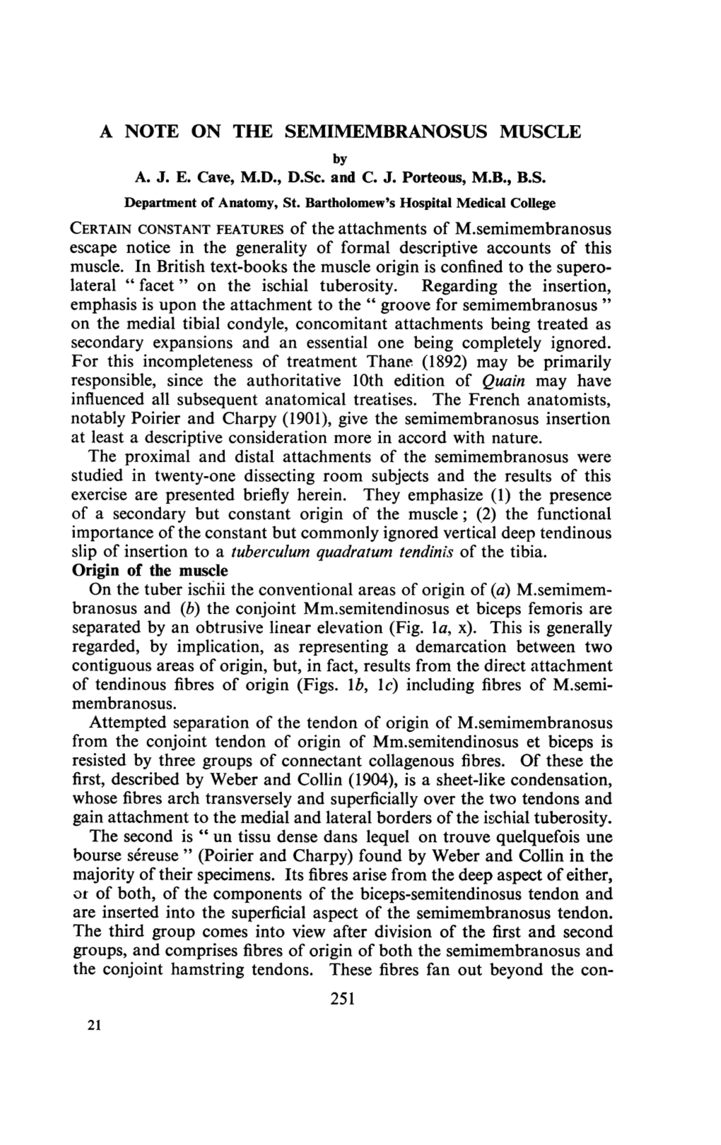 A NOTE on the SEMIMEMBRANOSUS MUSCLE by A