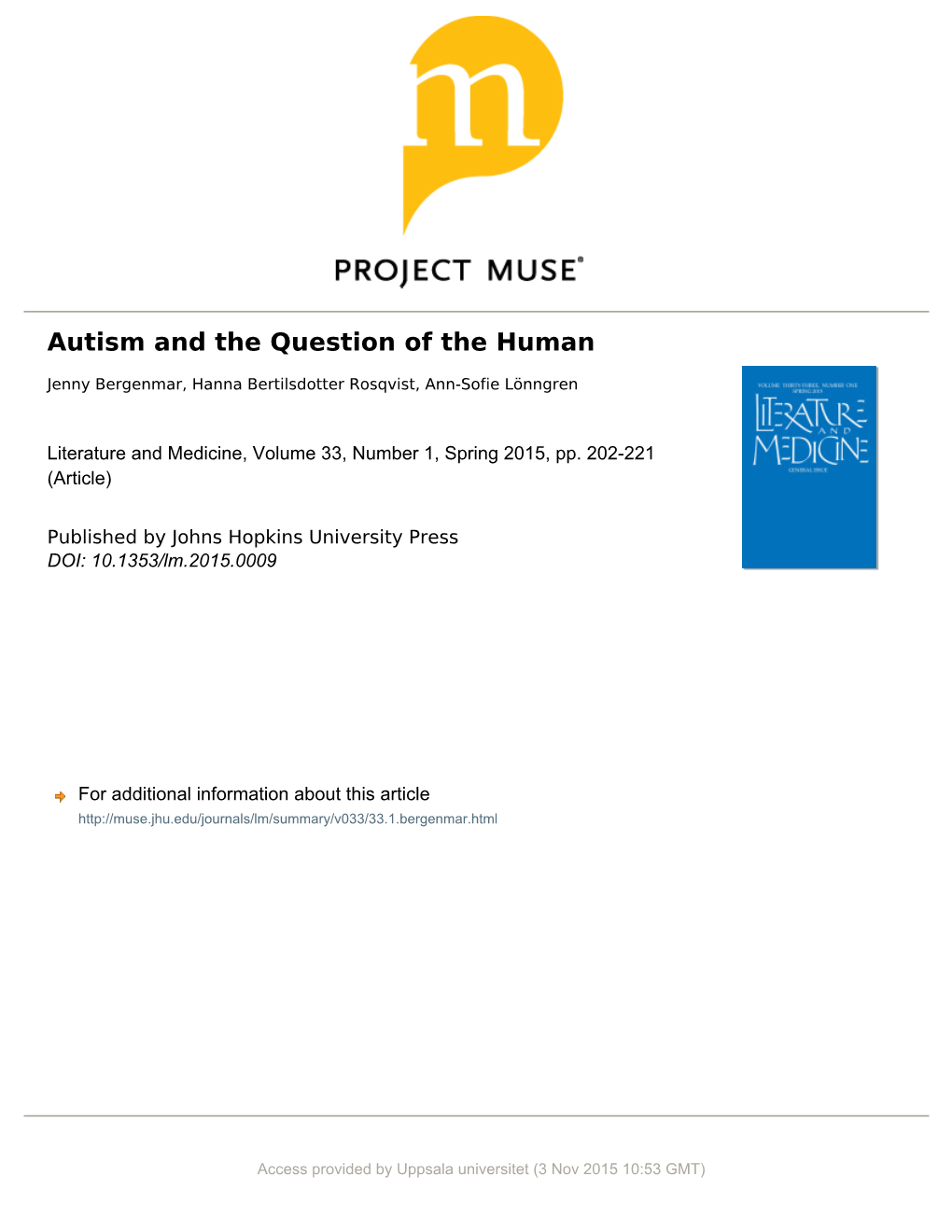 Autism and the Question of the Human