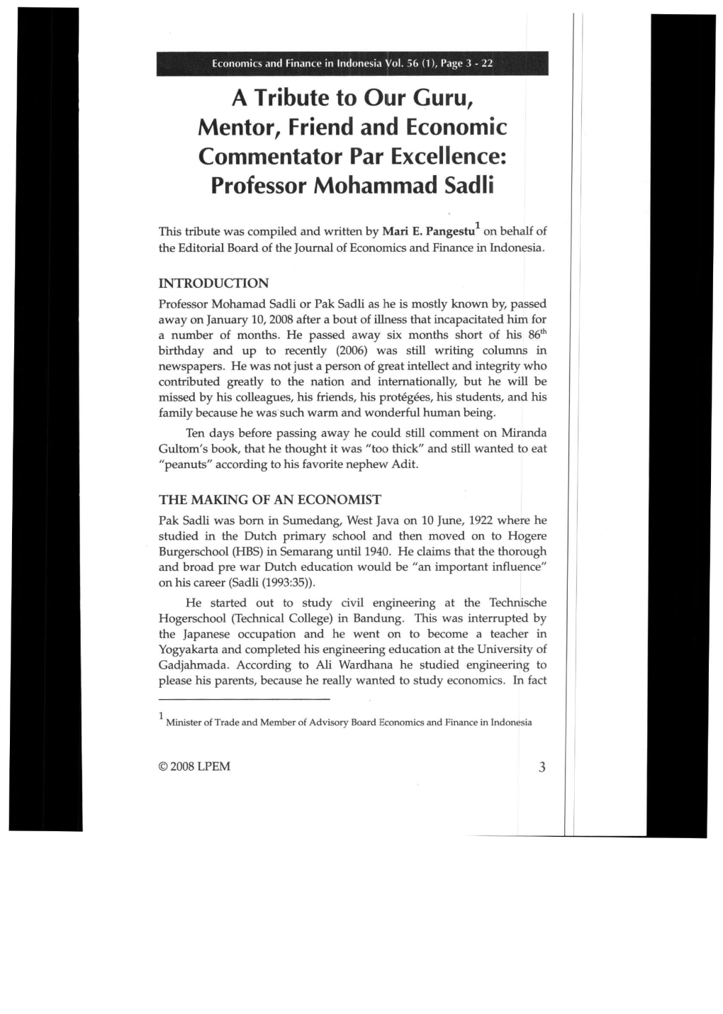 Professor Mohammad Sadli