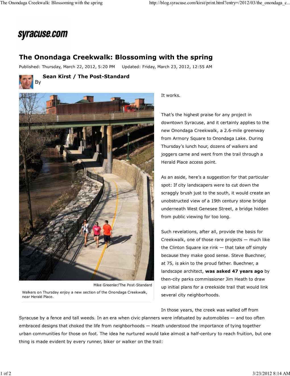 The Onondaga Creekwalk: Blossoming with the Spring