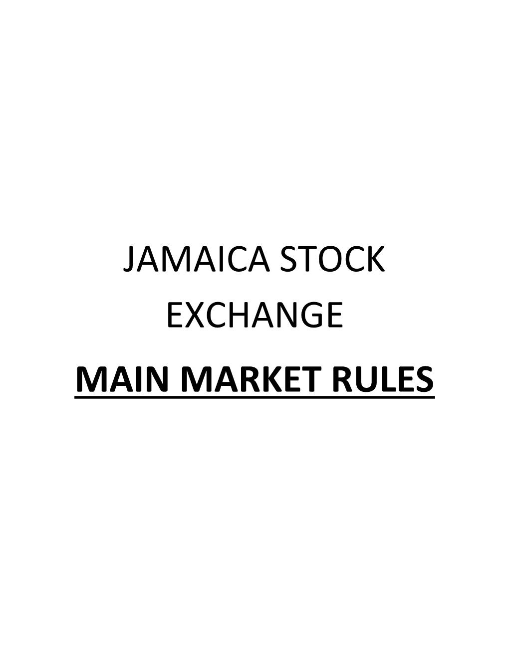 JSE Main Market Rule Book