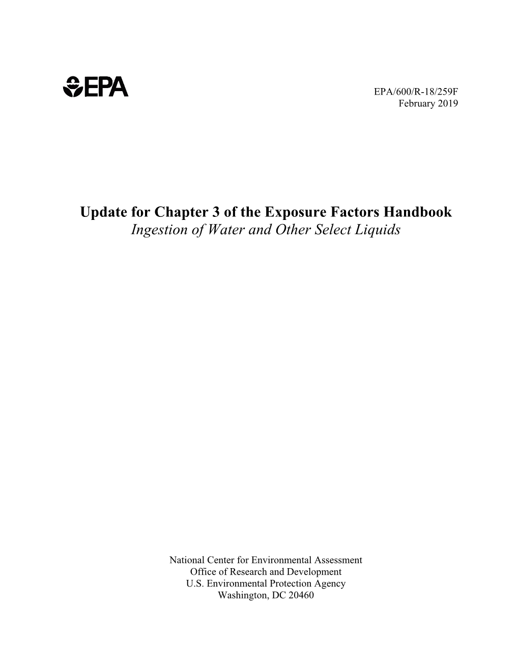 Update for Chapter 3 of the Exposure Factors Handbook: Ingestion Of