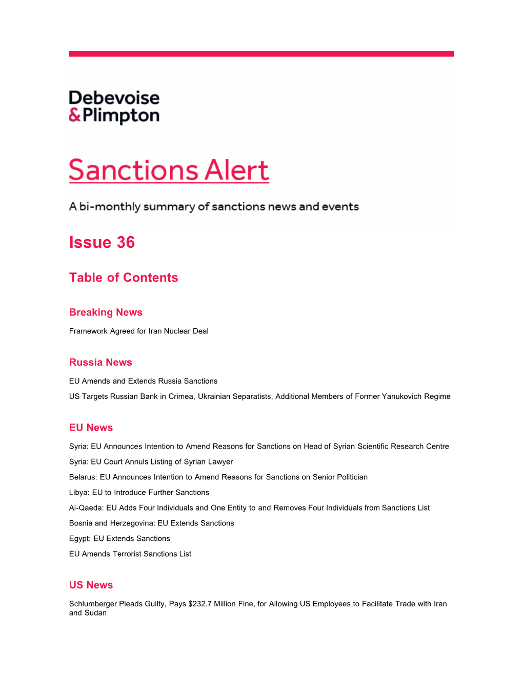 Sanctions Alert Issue 36