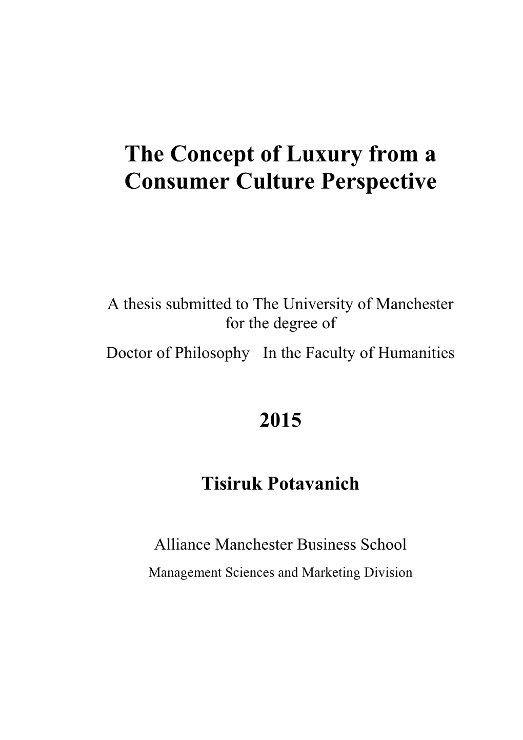 The Concept of Luxury from a Consumer Culture Perspective 2015