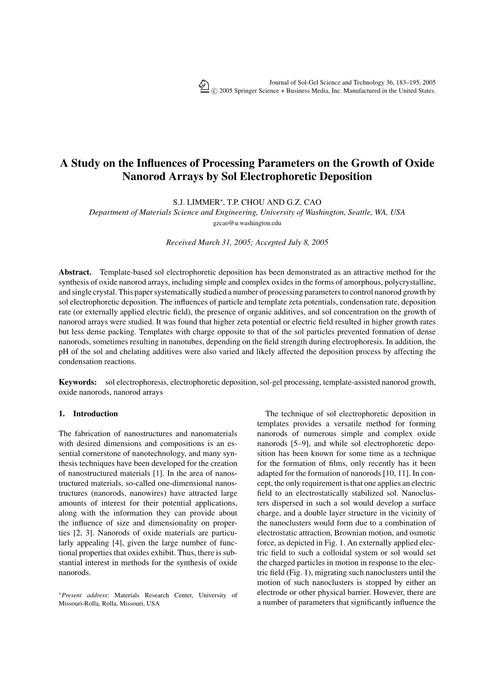 A Study on the Influences of Processing Parameters on The