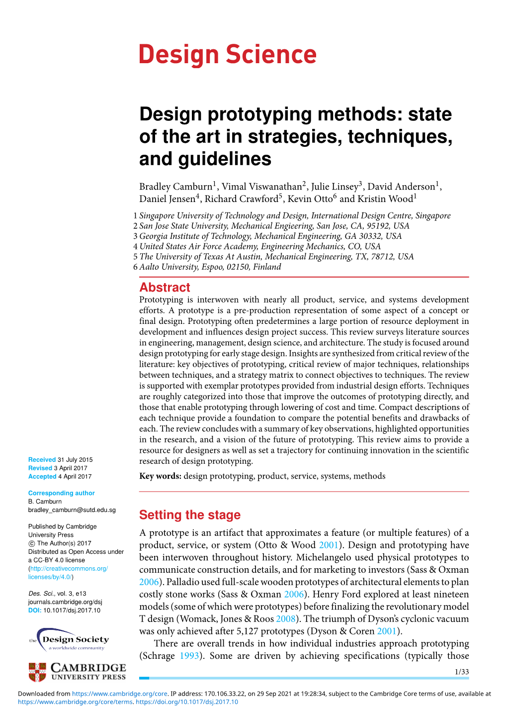 Design Prototyping Methods: State of the Art in Strategies, Techniques, and Guidelines