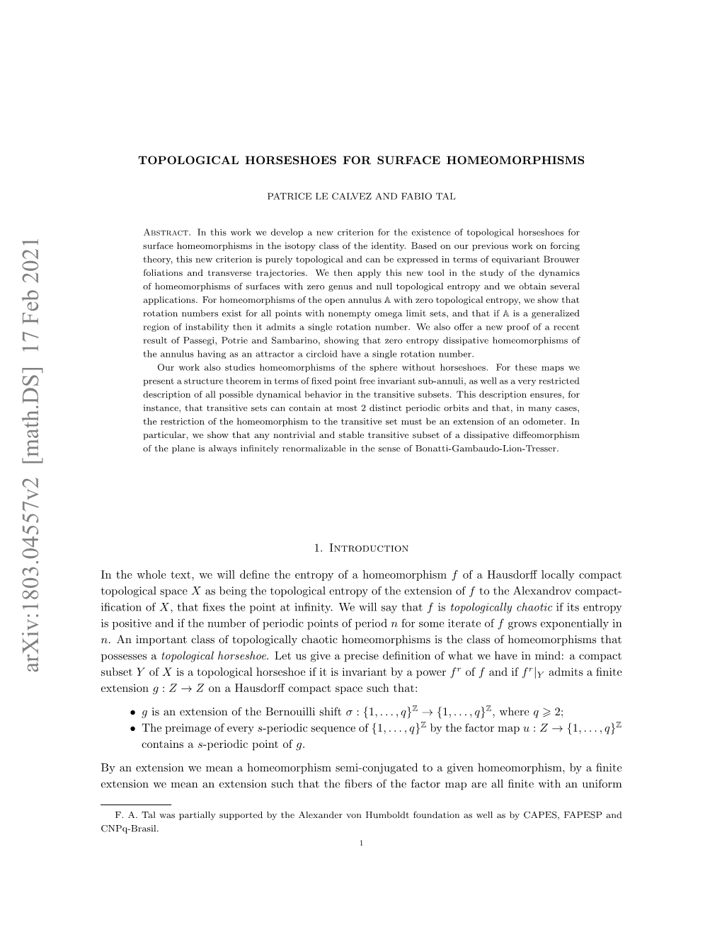 Topological Horseshoes for Surface Homeomorphisms