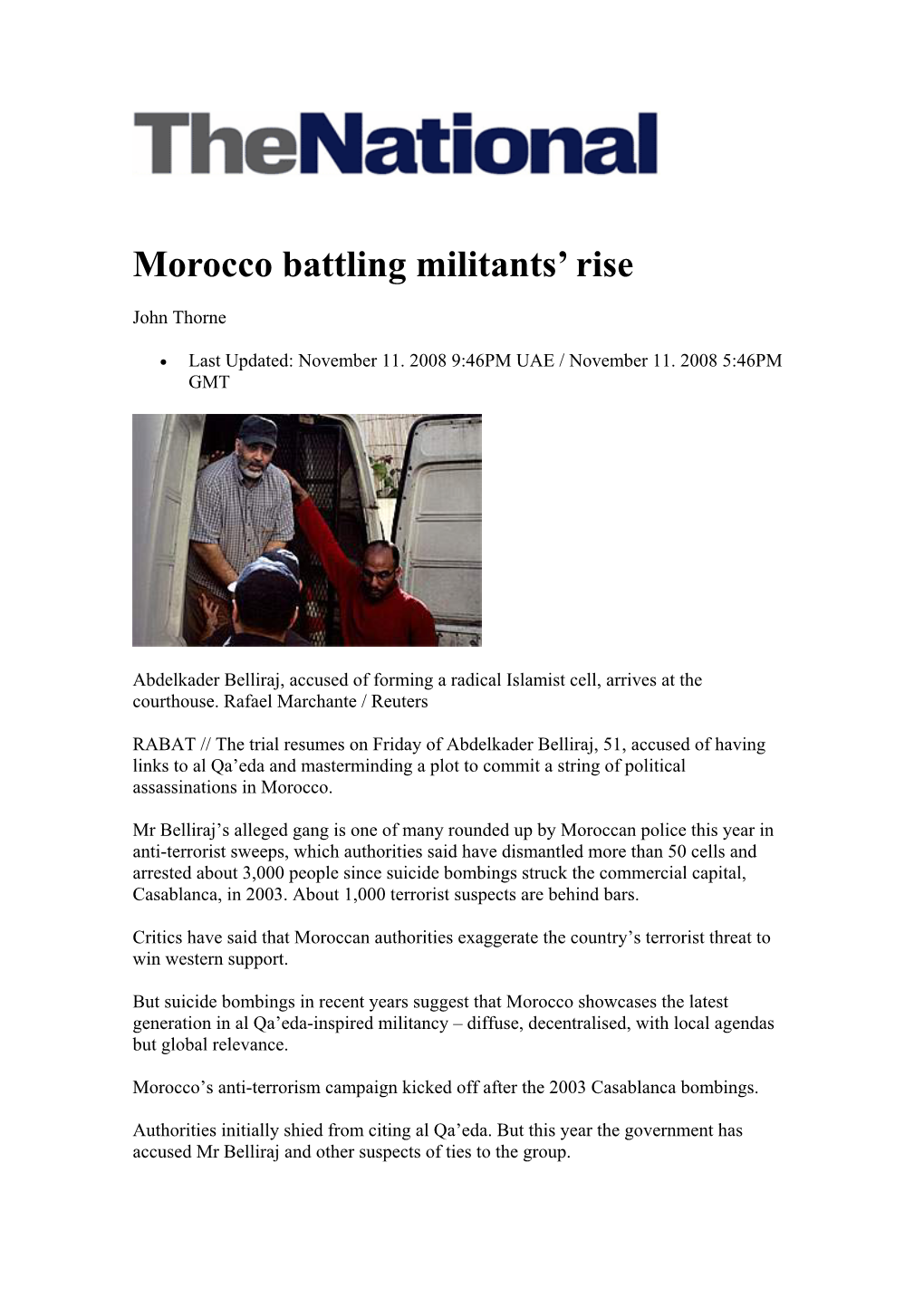 Morocco Battling Militants' Rise