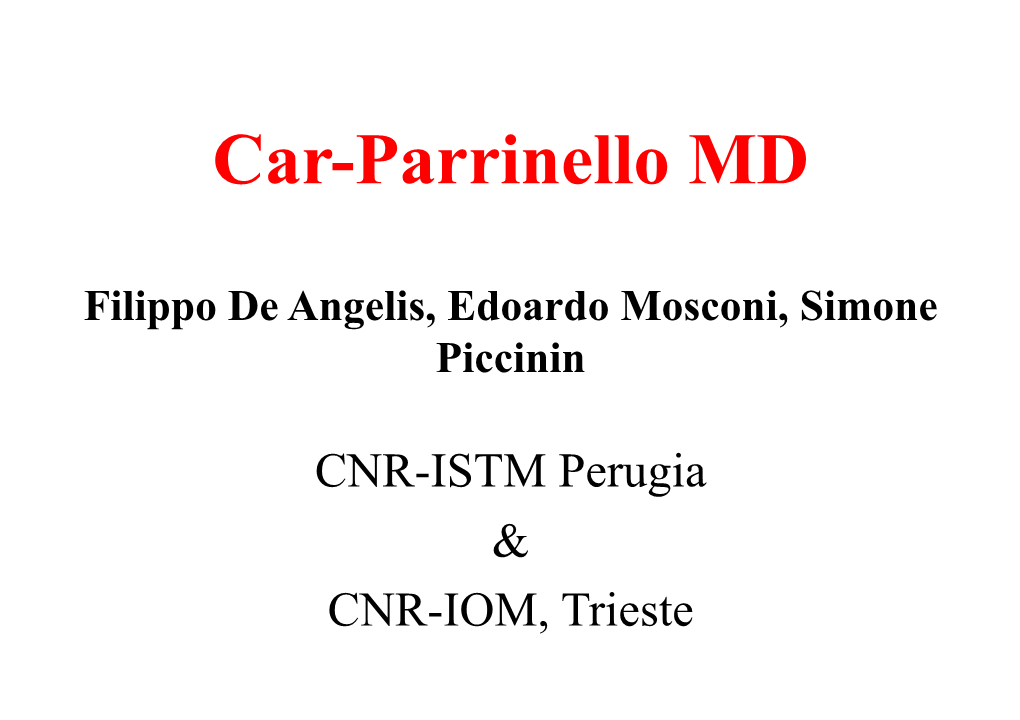 Car-Parrinello MD