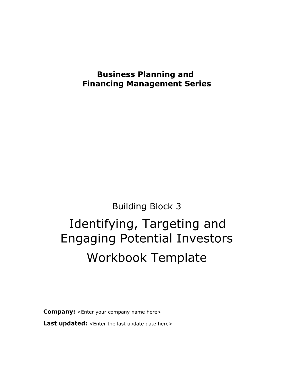 Business Planning and Financing Series