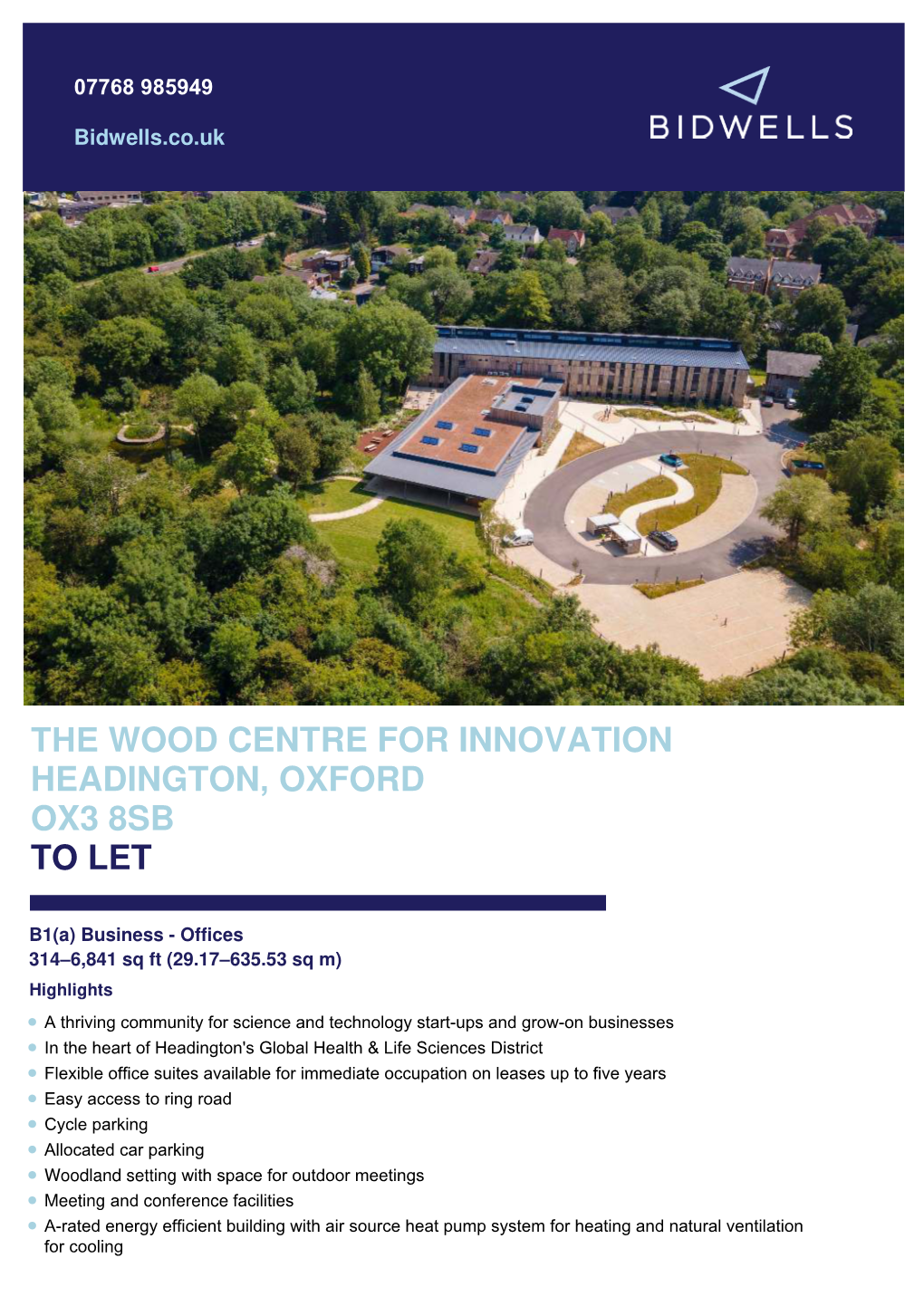 The Wood Centre for Innovation Headington, Oxford Ox3 8Sb to Let