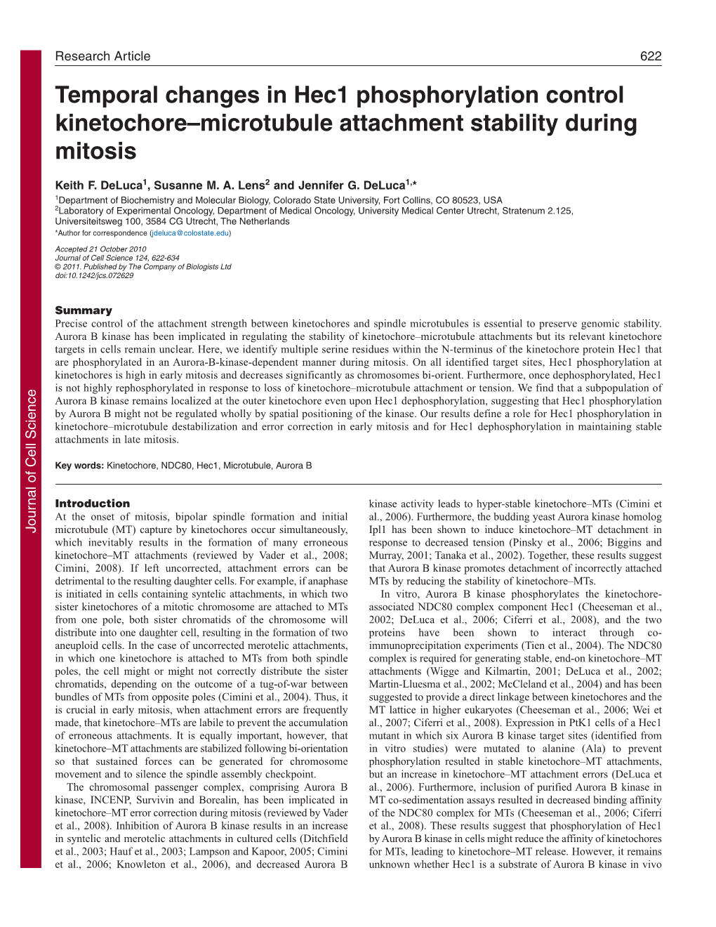 Temporal Changes in Hec1 Phosphorylation Control Kinetochore–Microtubule Attachment Stability During Mitosis