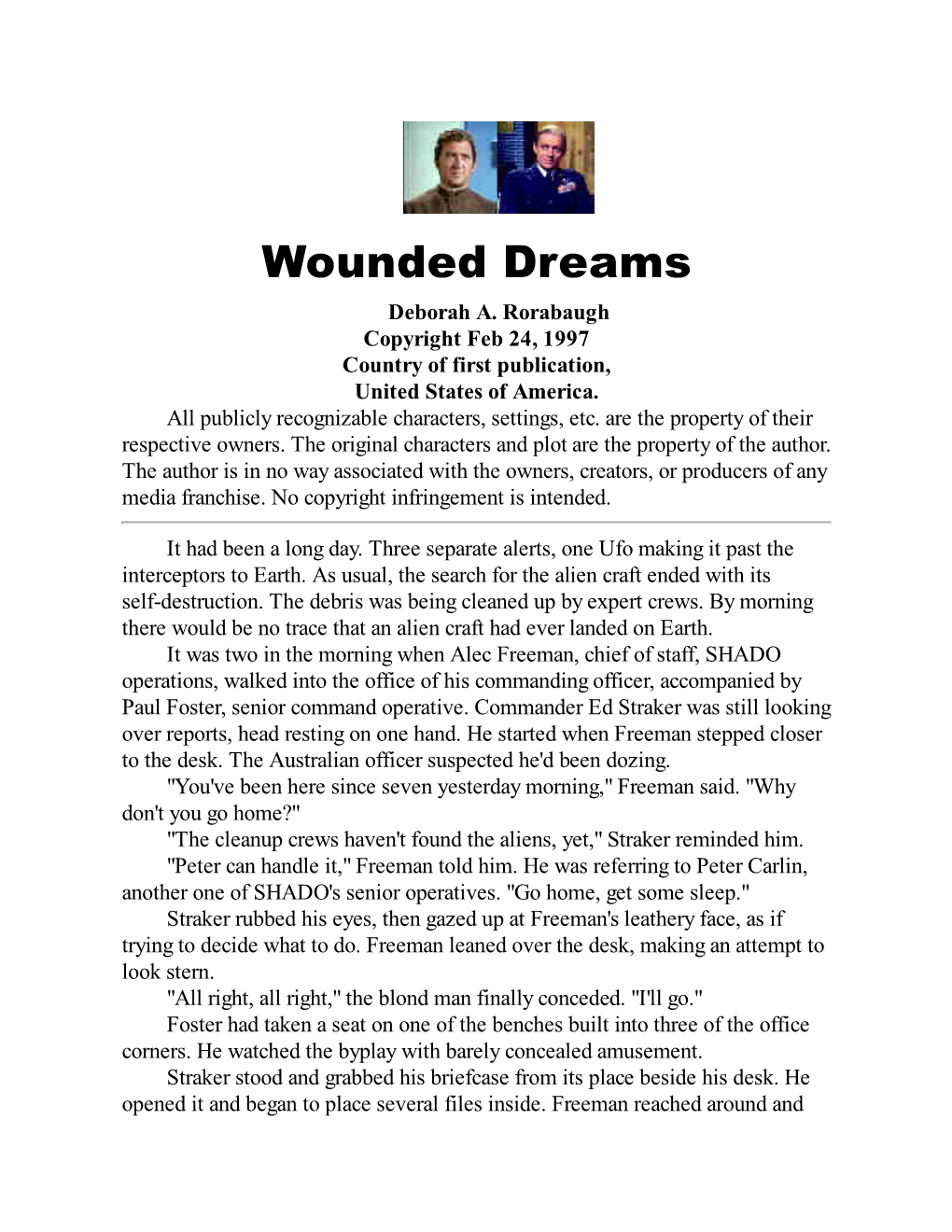 Wounded Dreams, a U.F.O. Short Story