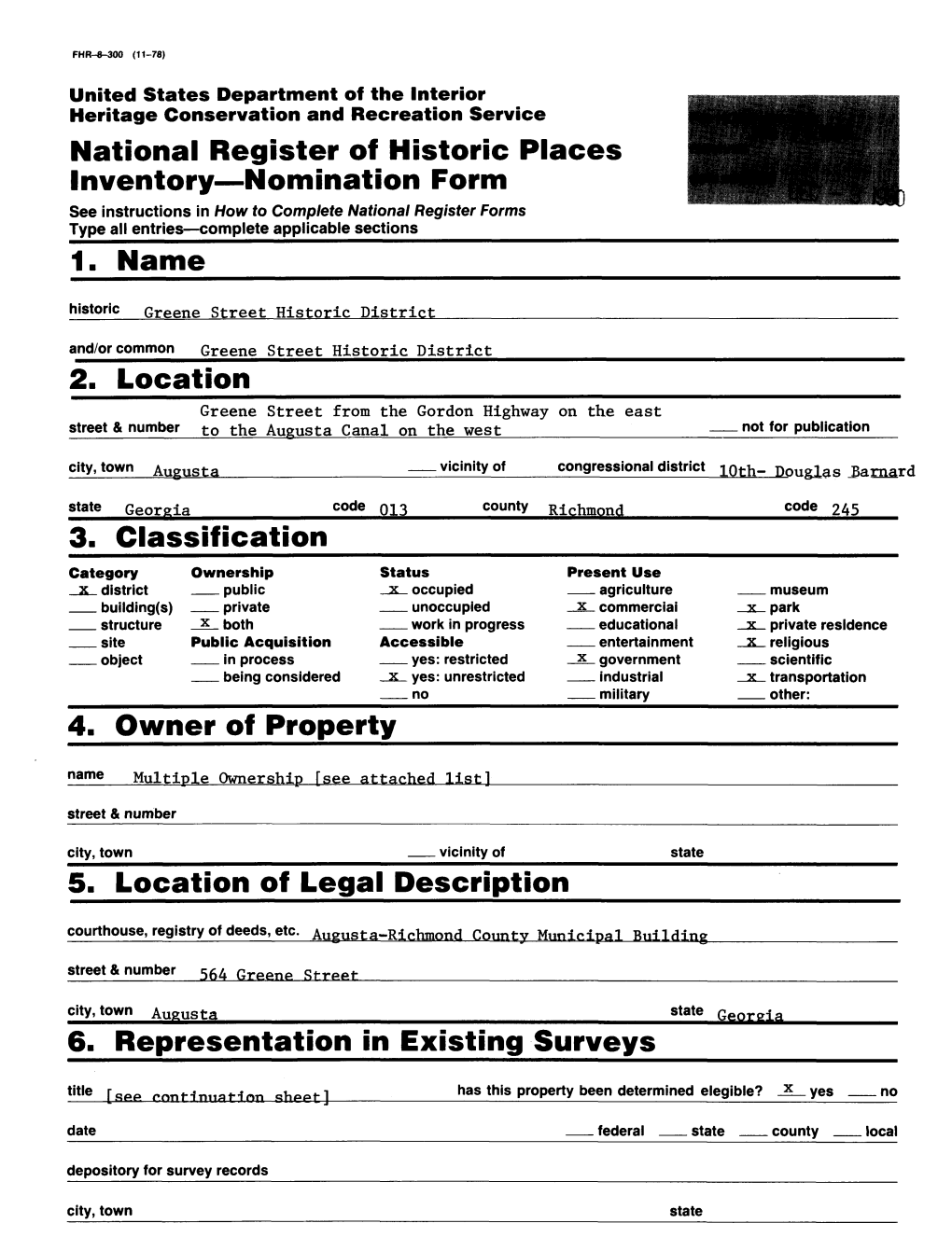 National Register of Historic Places Inventory—Nomination Form 1