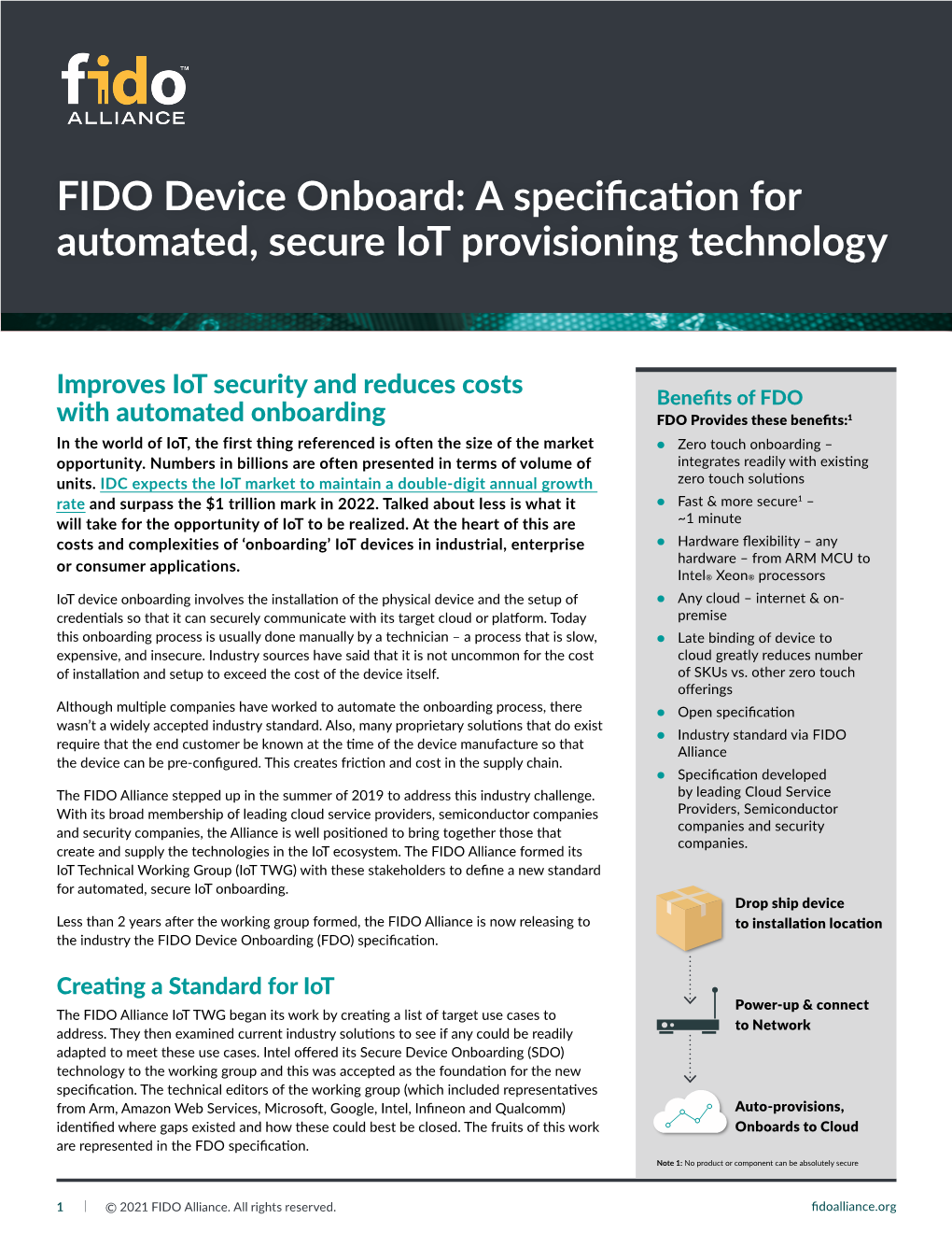 FIDO Device Onboard: a Specification for Automated, Secure Iot Provisioning Technology