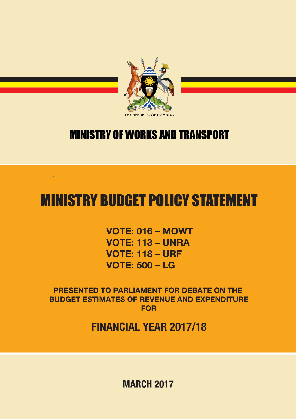 Ministry Budget Policy Statement