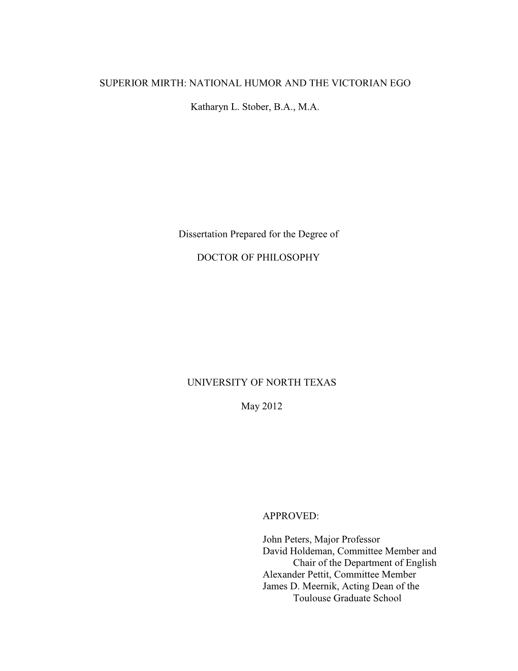 Superior Mirth: National Humor and the Victorian Ego