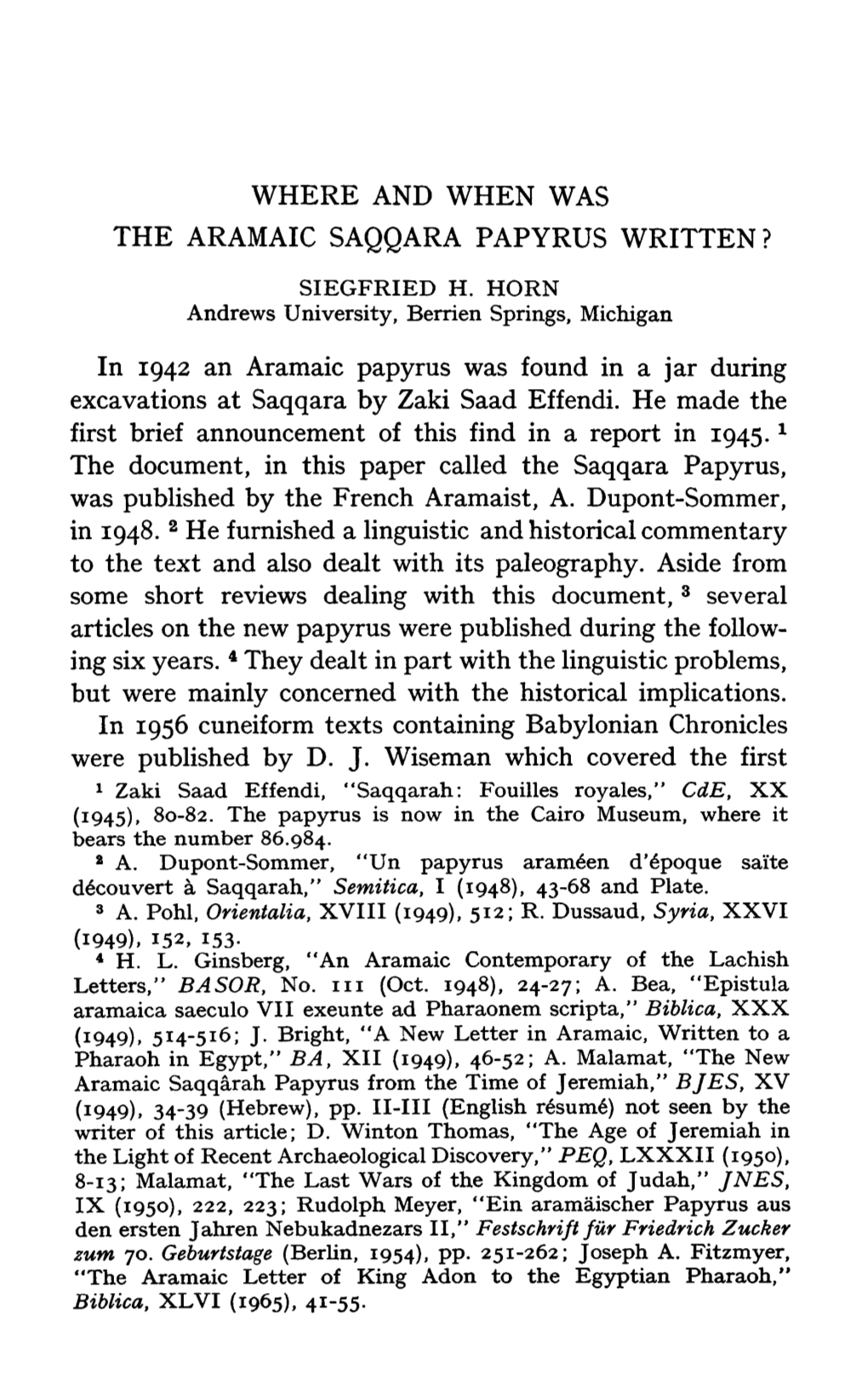 Where and When Was the Aramaic Saqqara Papyrus Written?