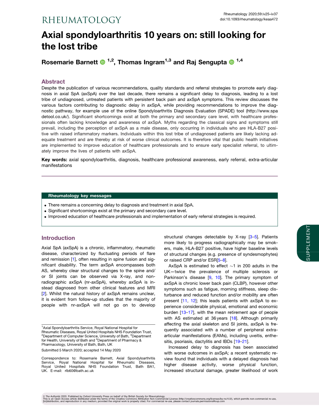 Axial Spondyloarthritis 10 Years On: Still Looking for the Lost Tribe