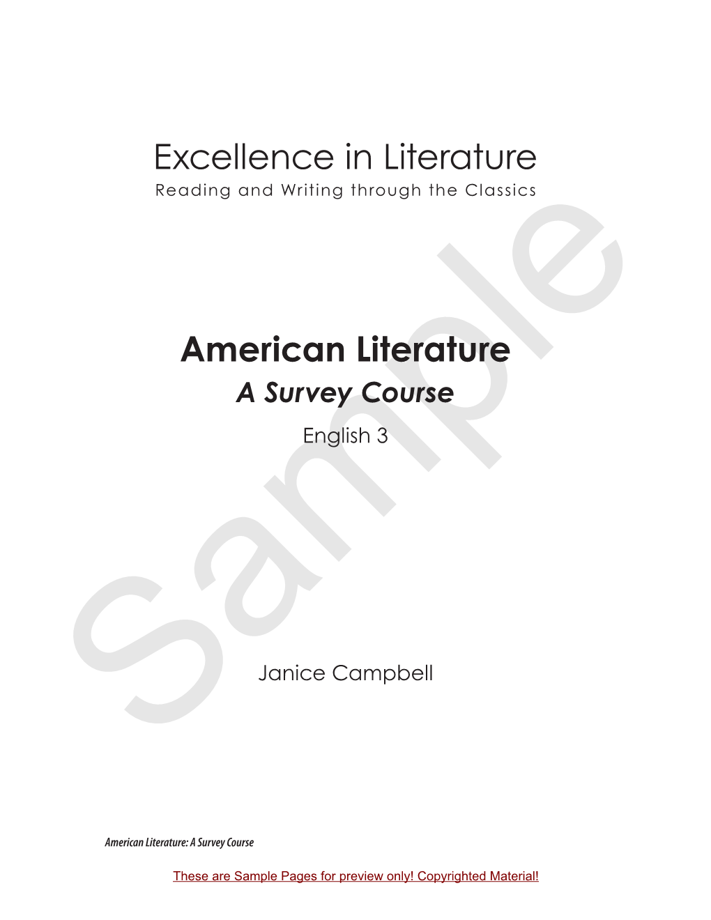 Excellence in Literature Reading and Writing Through the Classics