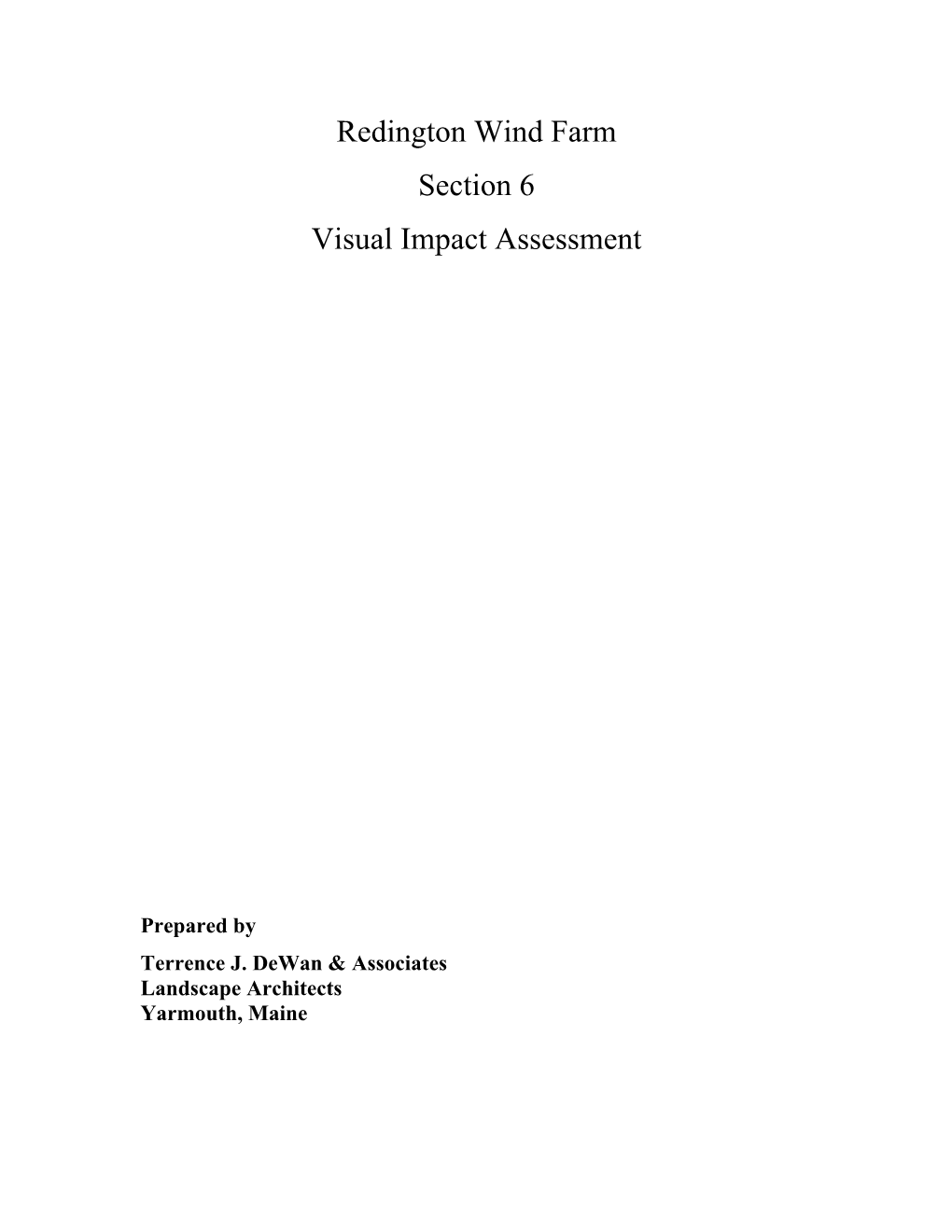 Redington Wind Farm Section 6 Visual Impact Assessment