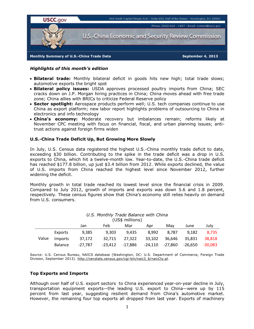 September 2013 Trade Bulletin