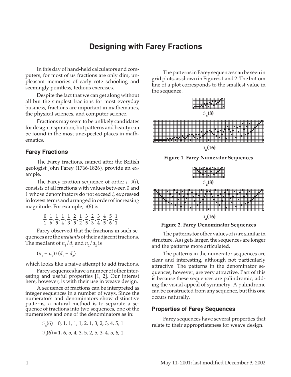 Designing with Farey Fractions