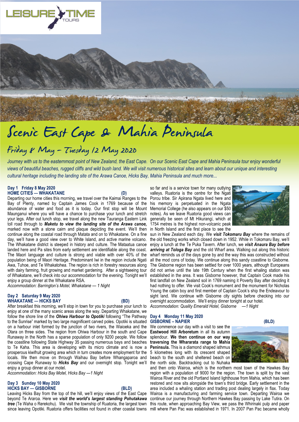 Scenic East Cape & Mahia Peninsula