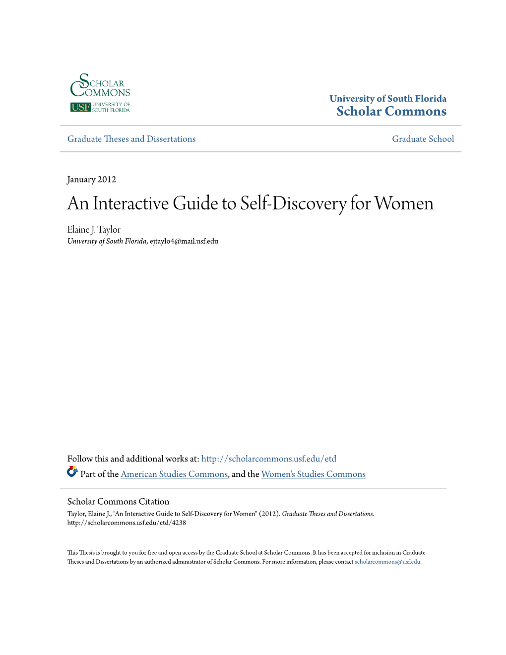 An Interactive Guide to Self-Discovery for Women Elaine J