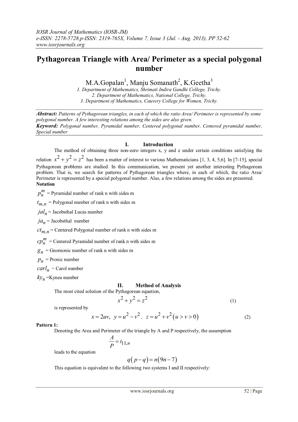 Pythagorean Triangle with Area/ Perimeter As a Special Polygonal Number