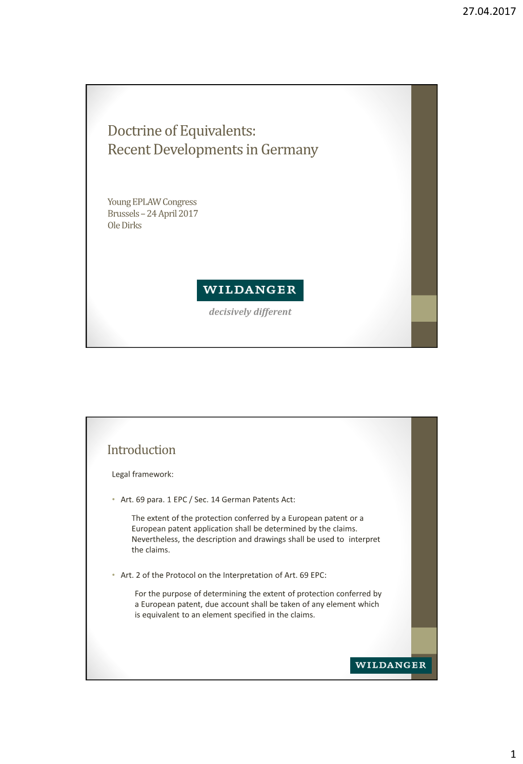Doctrine of Equivalents: Recent Developments in Germany